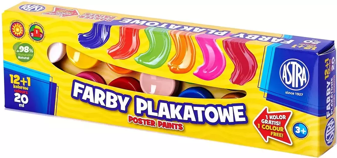 Farby plakatowe, 13 kolorów - Papiernicze i szkolne