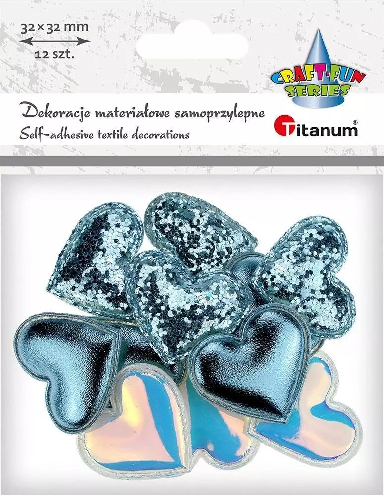 Dekoracje samoprzylepne serca 32x29mm 12szt - Papiernicze i szkolne
