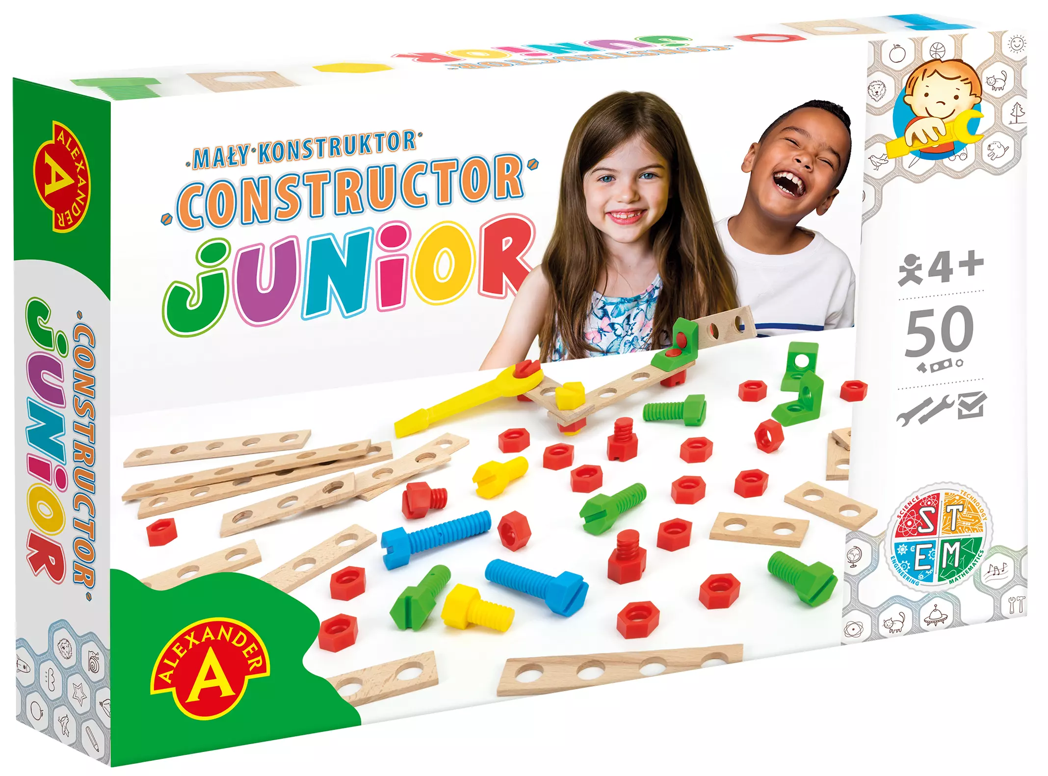 Mały Konstruktor. Constructor Junior (50 elementów) - Zabawki