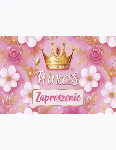 Zaproszenie Z 160x95 zestaw 62127 Dziecięce - Bajkowe, Dziewczynka, Grafika, Korony, Urodziny - Impreza
