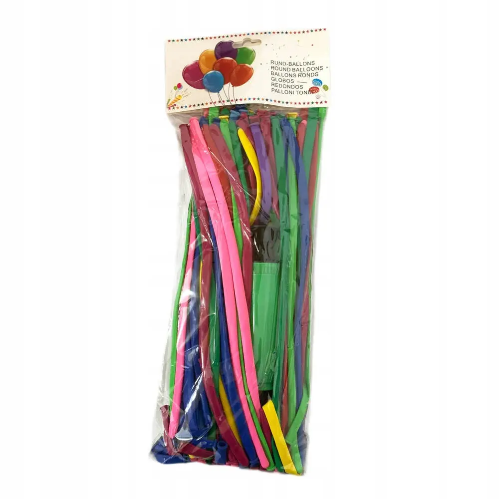 Długie Balony Do Modelowania na Urodziny ZESTAW 100 szt.+ Pompka - Papiernicze i szkolne